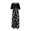 Women's Fashion Casual Short Sleeve Round Neck Splicing Floral Print Elegant Temperament Dress