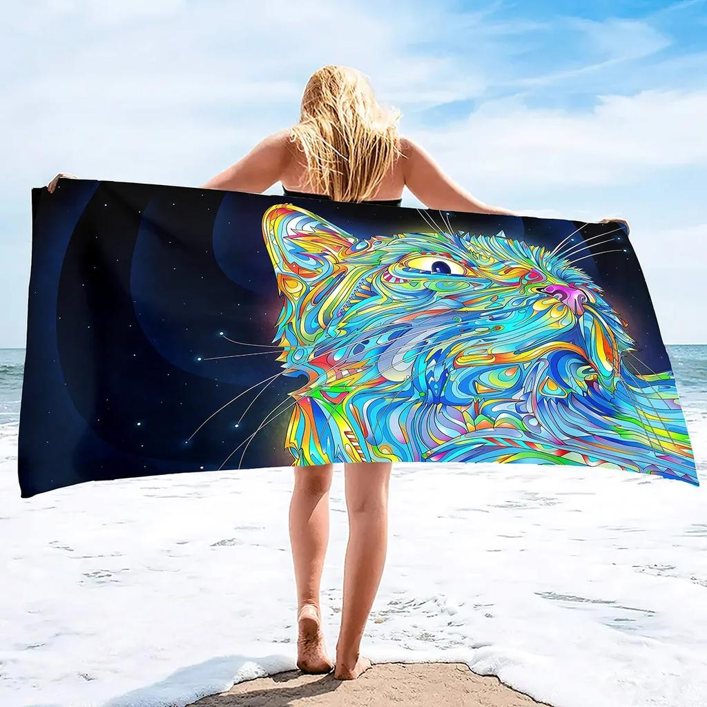 Gothic Graffiti Beach Towel Oversized Rock Hip Hop Style Microfiber Beach Towel Quick-Drying Absorbent Sand Free Bath Towels