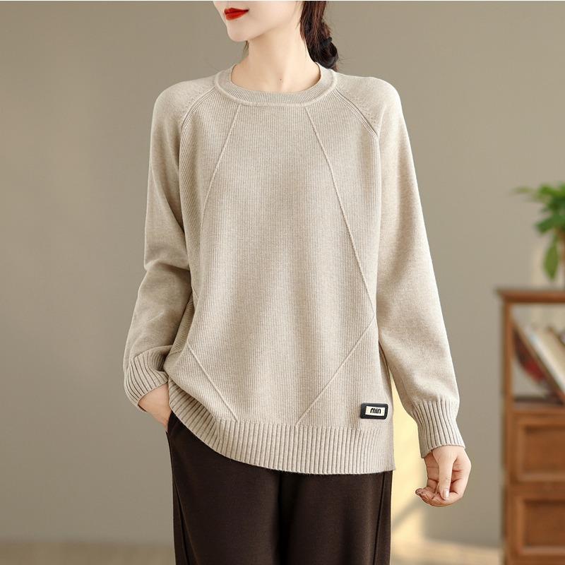DIMANAF 2025 Autumn Winter Sweater Pullovers Tops  Women Casual Solid Cotton Knitted Tees Shirts Long Sleeve