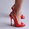 Peep Toe Summer Sandals Women Shoes 2025 Elegant Large Size Black Red High Heels 13cm Mules Sling Sexy Wedding Party Shoes Lady