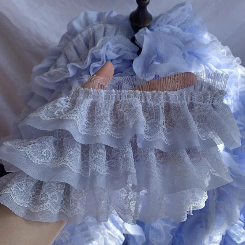 3-layer Lace Ruffle Trim 13cm Wide Mesh Fabric Lace for Lolita Dress Curtain Doll Clothes Sewing Deocr Accessories 3/5/10Meter