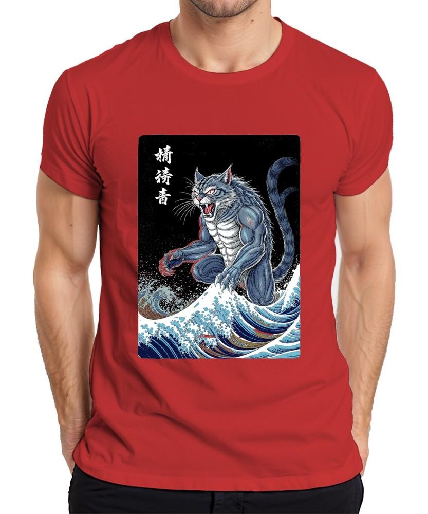 Demon Cat Muscle Cat Big Wave Japanese Ukiyoe Halloween Unisexs TShirt