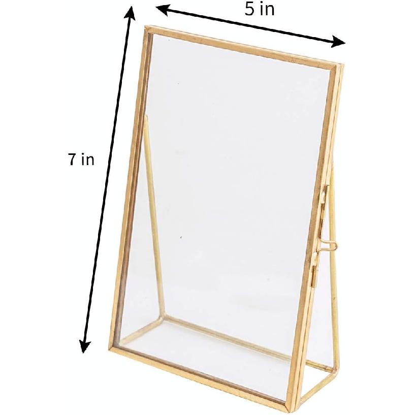5x7 Gold Photo Frame Vintage Style Antique Gold Standing Picture Frames with Pressed Glass, Brass (5 x 7)