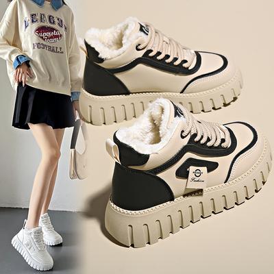 Korean Version of Dad Shoes Women 2025 Winter Velvet Warm High-top Ins Tide Student Leisure Sports Cotton Shoes ZY1 2261-1
