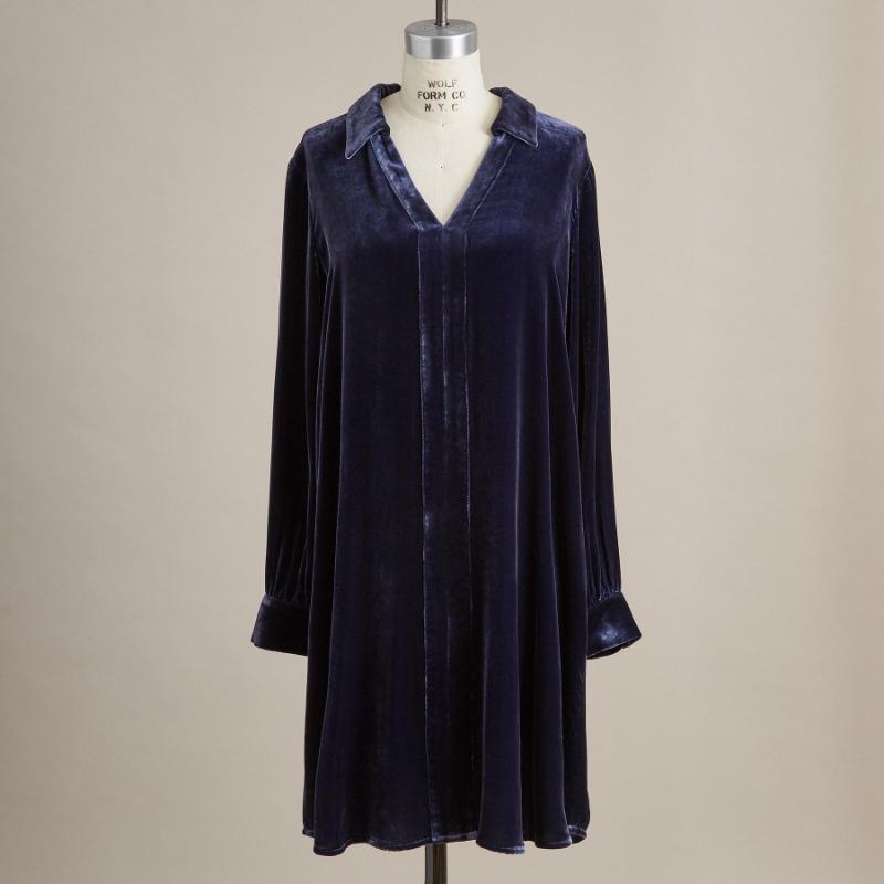 Women's Solid Color Short Dresses Long Sleeved V-neck Patchwork Gold Velvet Dress