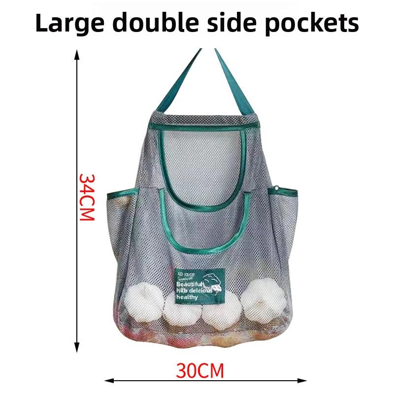 Thick Durable Kitchen Hanging Storage Bag for Fruits, Vegetables, Ginger, Garlic, Handheld Storage Bag for Home Convenient Organ