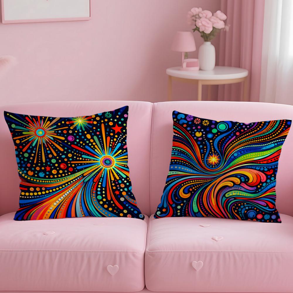 Pattern Colorful Pattern Cushion Cover Soft  EasyWash Pillow Case  Versatile for Couch Bed Travel and Office