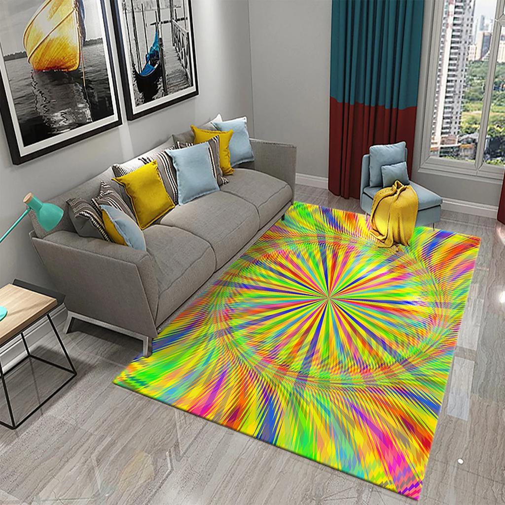 Retro Color Striped Waves Carpet for Living Room Sofa Floor Rug Bedroom Simplicity Decor Floor Rugs Bathroom Non-slip Area Mats