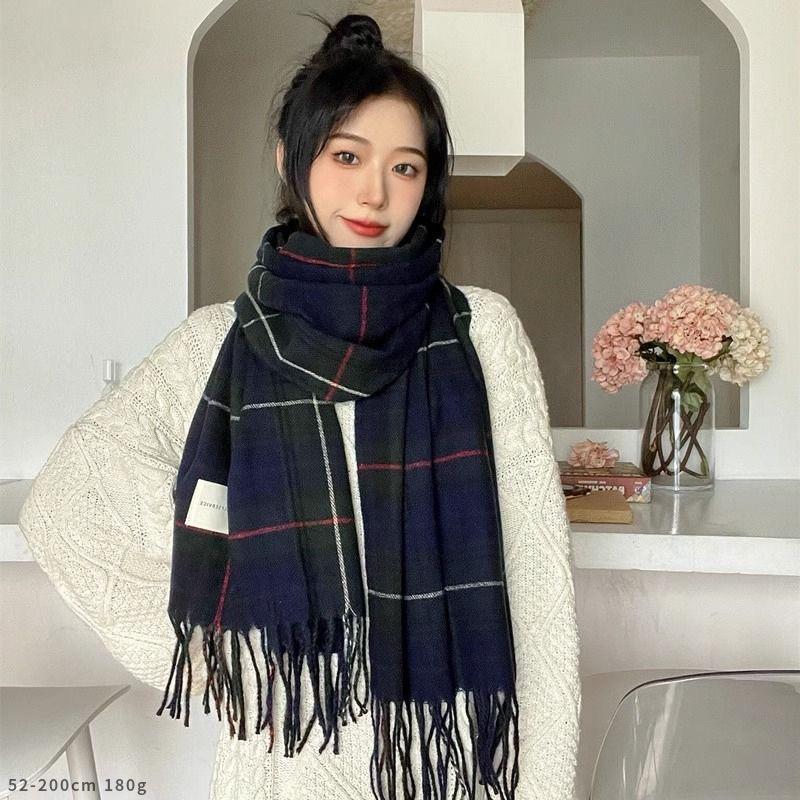 British Style Plaid Scarf Versatile Imitation Cashmere Scarf Shawl Advanced Sense Student Men'S And Women'S Scarf