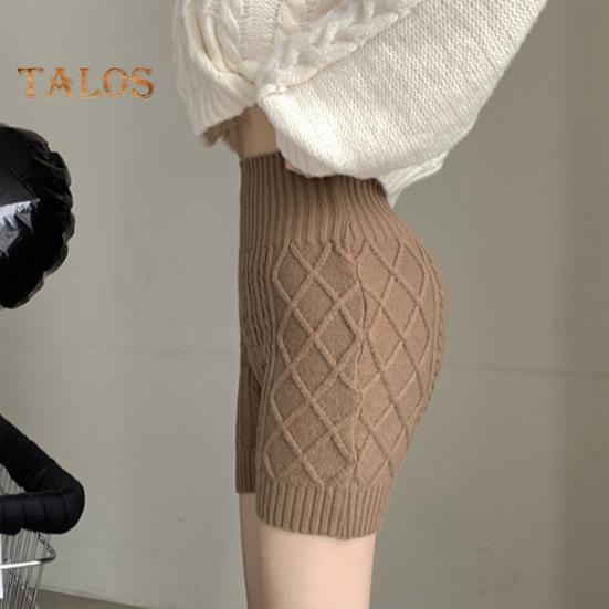 Dámské zimní spodní šortky pletené s vysokým pasem elastické jednobarevné hřejivé proti odhalení základní šortky pro každodenní nošení domů a další