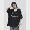 V-neck Oversized Hip-Hop Retro Embroidered Jersey T-shirt - Unisex Short Sleeve