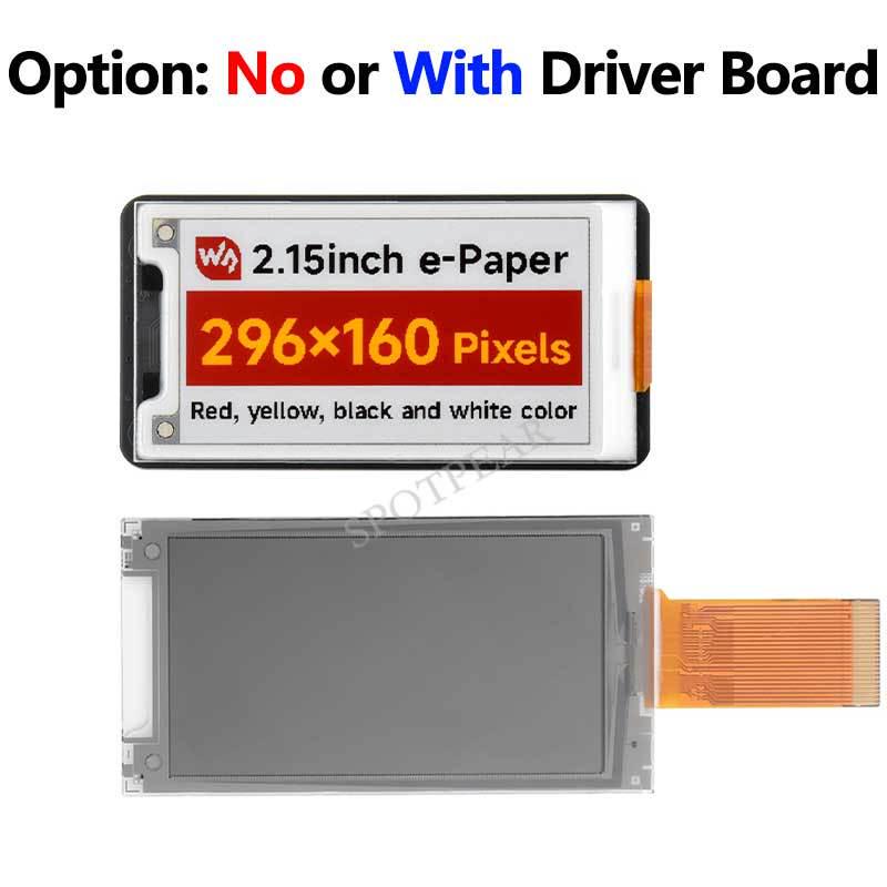 Raspberry Pi 2.15" e-Paper Display: Red, Yellow, Black & White, 296×160, Compatible with Arduino.