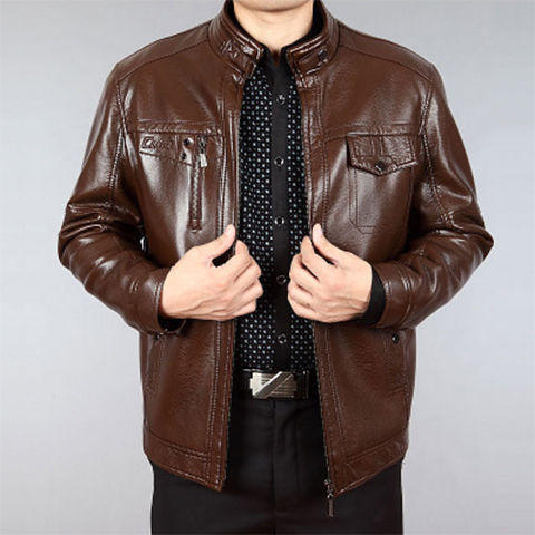 Haining fur integrated leather jacket men's jacket PU leather middle-aged men's coat season dad outfit