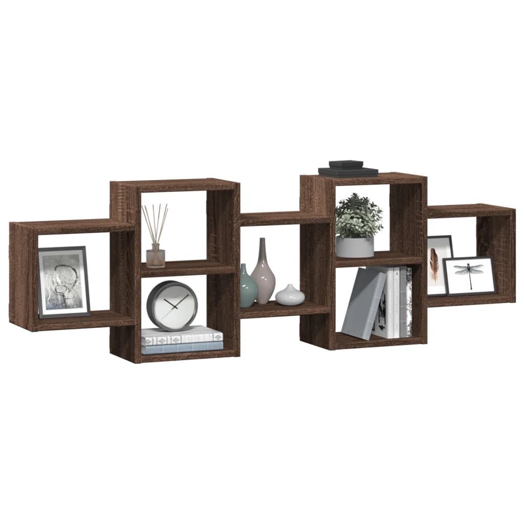 Wall Shelf Brown Oak Look 129 x 18 x 42 cm Engineered Wood