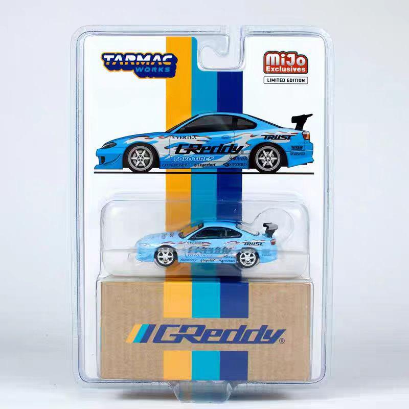 

TW MIJO 1:64 VERTEX Silvia S15 GReddy Легкосплавна модель автомобіля Готові прикраси небо синє кольору