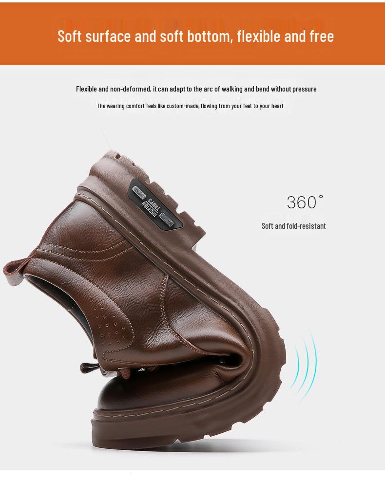 Men's Retro Casual Leather Shoes with Thick Soles - Breathable and Non-Slip for Everyday Wear