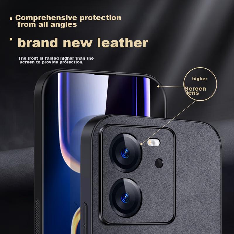 Compatible with Redmi K60 Ultra Phone Case, Shockproof Camera Protection Full Coverage Simple Luxury Leather Case for Women And Men, Black