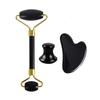 2/3/4 Stück Natürlicher Rosenquarz Obsidian Jade Roller Gua Sha Stein Set Gouache Schaber Gesichtsstraffung Anti-Falten Hautpflege Werkzeuge
