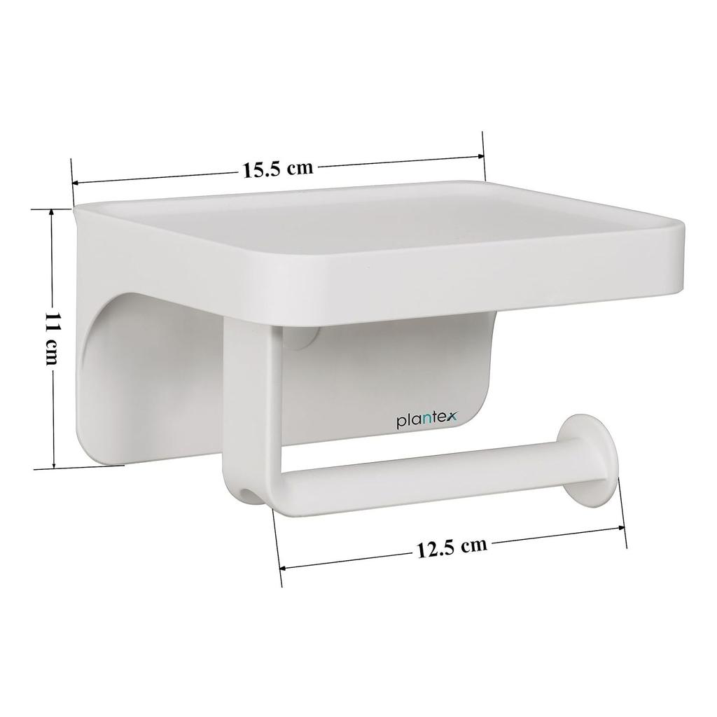 ABS Plastic Toilet Paper Holder for Bathroom/Magnetic and Shelf-Adhesive Tissue Paper Roll Holder Stand for Toilet - Pack of 1 (White)