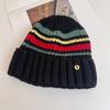 Trendy Striped Knitted Hat Breathable Winter Pullover Hat Casual Wool Hat  Spring and Summer