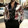 Satin Silk Long Sleeved Printed Men's Shirt Slim Fit Party Nightclub Casual Formal Shirt, 2026 New Model, Plus Size Top