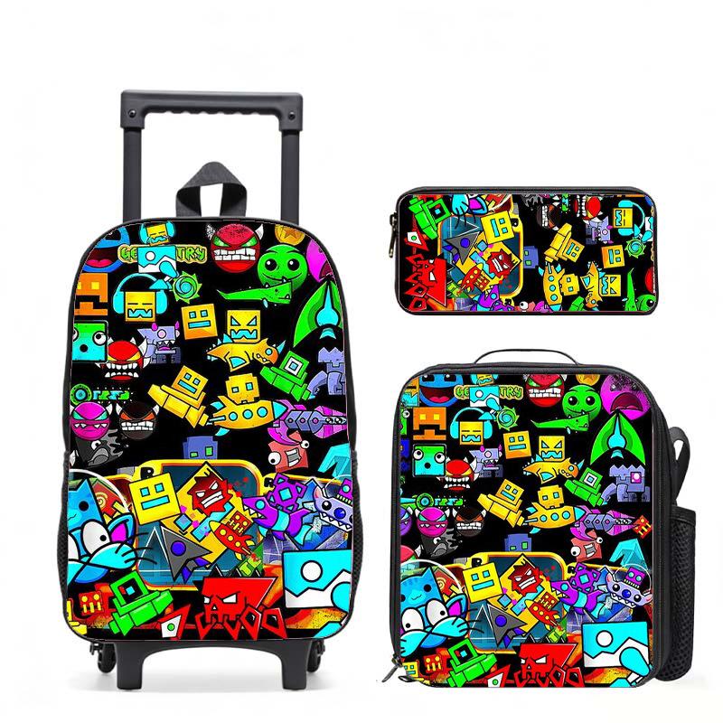 Geometrydash Backpack Geometrydash Elementary And Secondary School Printed Tie Rod Backpack