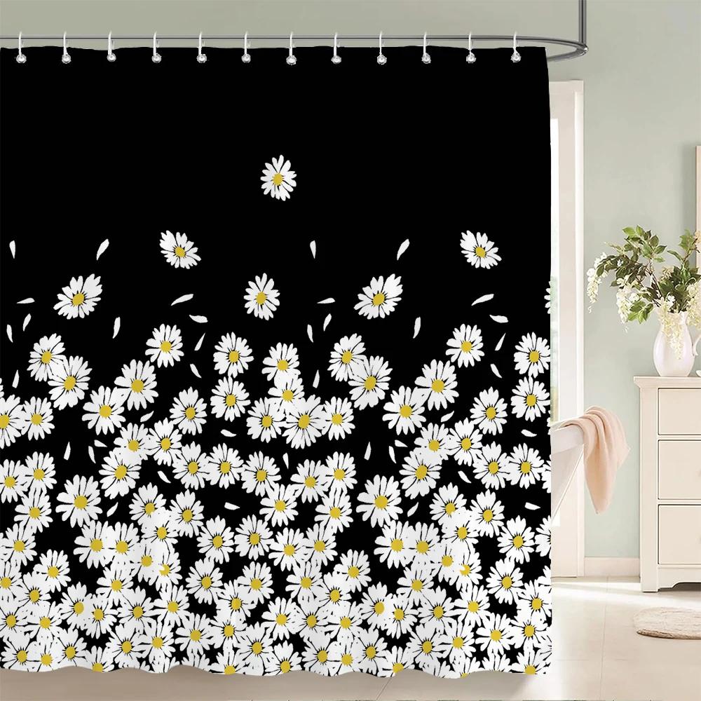 240x180cm Bathroom Waterproof Shower Curtain Beautiful Flower Plant Leaves Printing Polyester Home Decoration Curtain With Hook