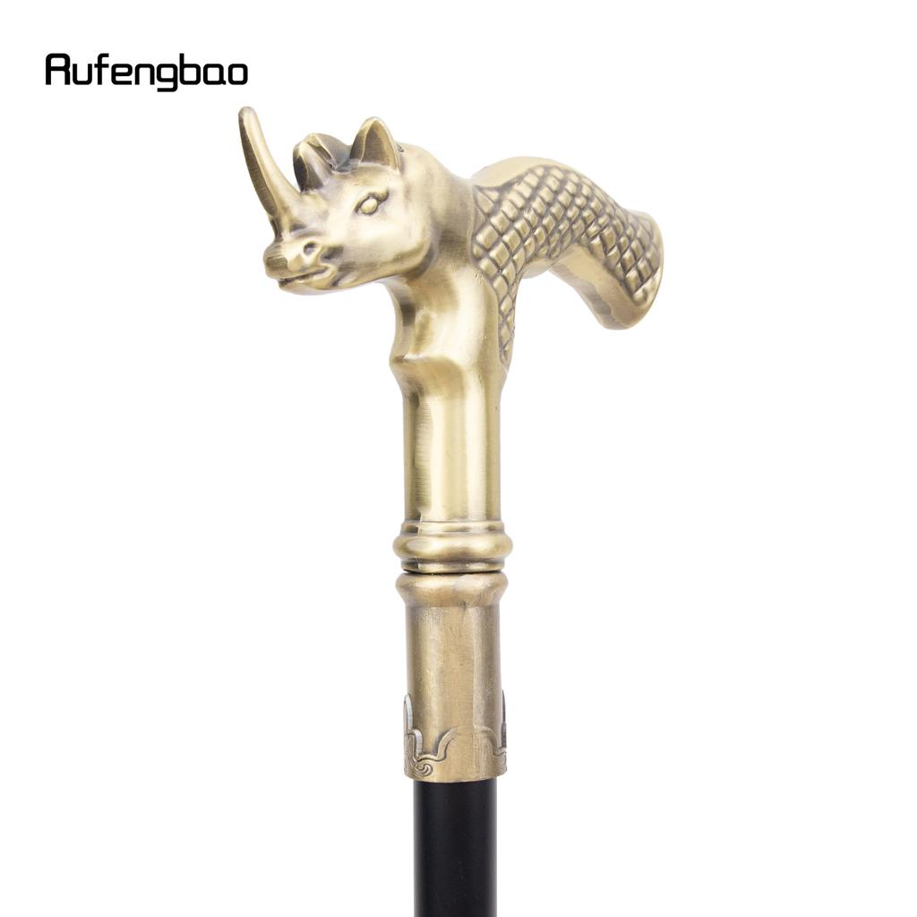 Copper Rhinoceros Head Fashion Walking Stick Decorative Stick Cospaly Vintage Party Fashionable Walking Cane Crosier 91cm
