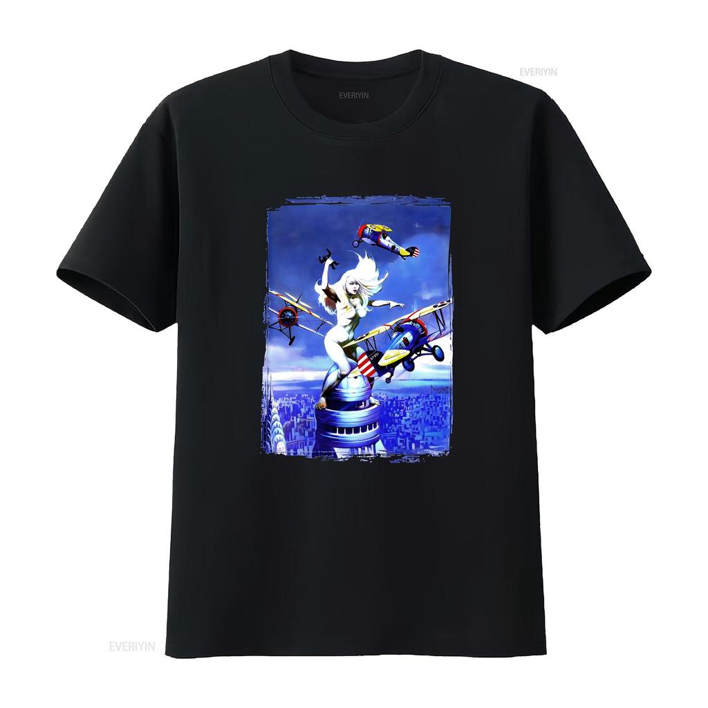 Queen Kong by Frank Frazetta Art T Shirt vintage Washed Slightly fashion Stretched Stylish Top For Everyday Wear Versatile Soft
