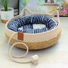 Woven Four Seasons Cat Bed Removable Upholstery Sleeping House Cat Scratch Floor Rattan Wear-resistant Washable Cat Pet Supplies