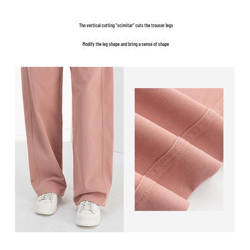 Xinge Retro Pink High-Waist Wide-Leg Jeans for Women - Slim Fit, Spring & Fall.