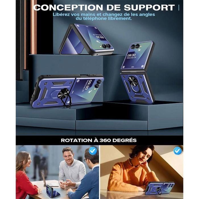 Coque de protection - BOOLING - Galaxy Z Flip 7 - Robuste - Anneau rotatif - 2 Verres Trempés
