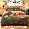 Halloween Duvet Cover Set 3Pcs Pumpkin Ghost Skeleton Graveyard Print Soft Microfiber Bedding with Pillowcases