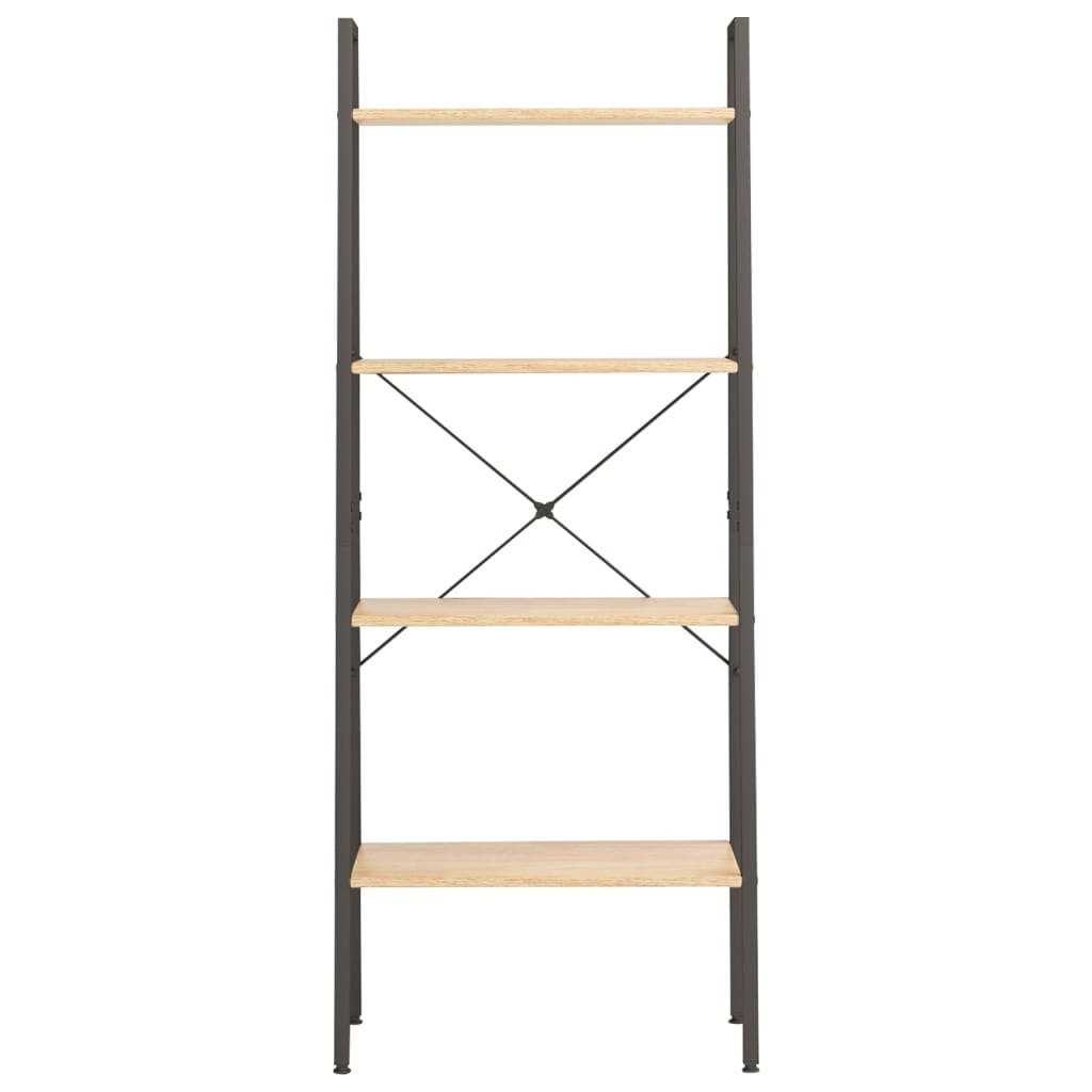 Vidaxl Ladder Shelf With 4 Shelves, Light Brown-Black, 56X35X140 Cm
