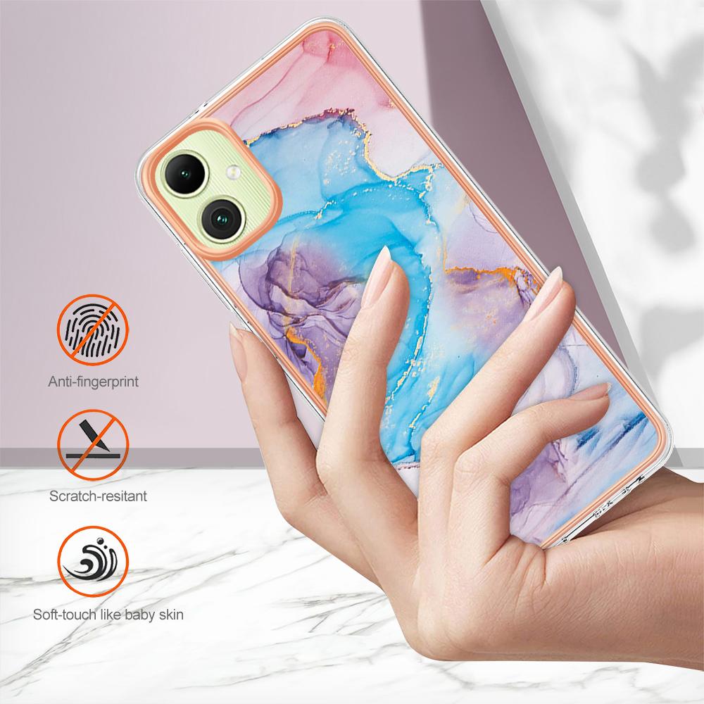 For Samsung Galaxy A05 4G Case with IMD Marble Flower Pattern TPU Mobile Back Cover