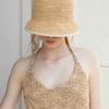 TATIANA Monet Natural Raffia Cloche Bucket Hat HT8183 Ivory