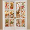 Autumn Theme Window Murals 9Pcs Fall Gnome Static Clings, Thanksgiving Maple Leaf Turkey Pumpkin Removable PVC Glass Clings Stickers, Reusable