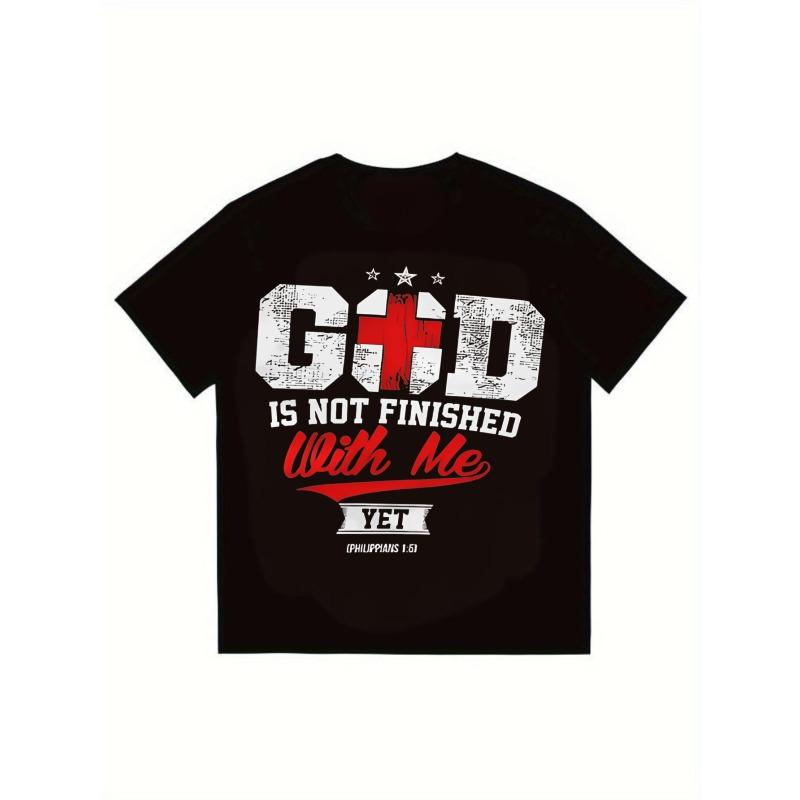 

Men s Black T-Shirt God Is Not Finished With Me Yet Bible Verse Christian Faith Statement Graphic Tee Casual Wear For Church And Everyday Outfits XXXXL чорний