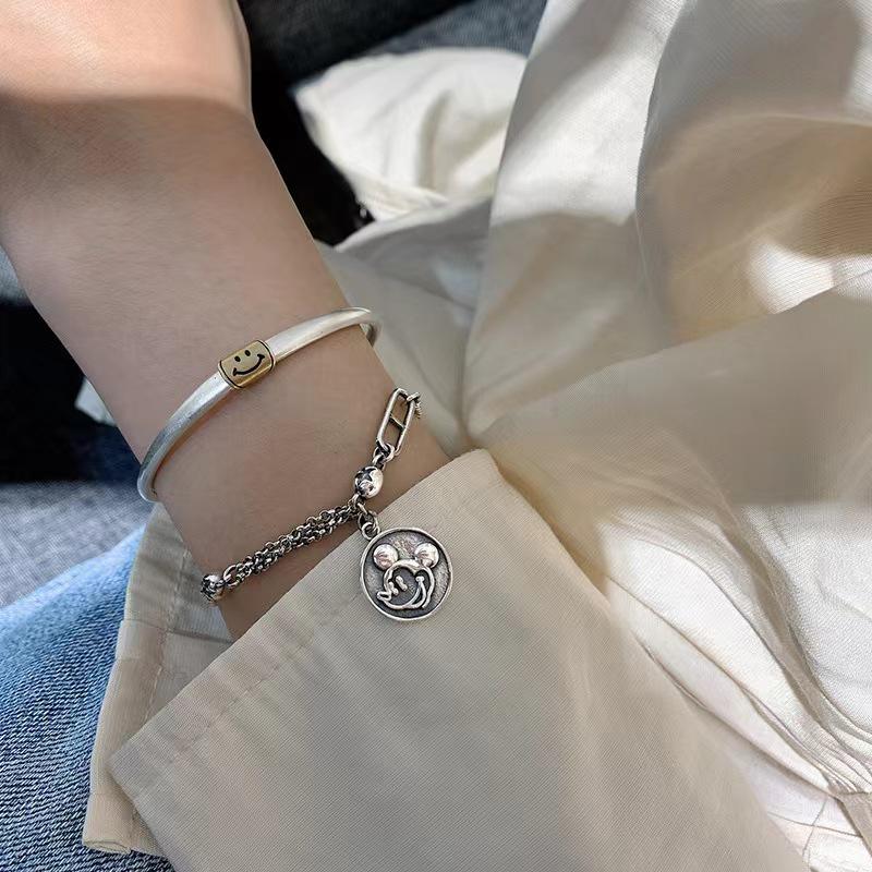 Personalized Retro Box Chain Bracelet - Elegant Silver, Versatile Japanese-Korean Inspired Couple's Jewelry for Women