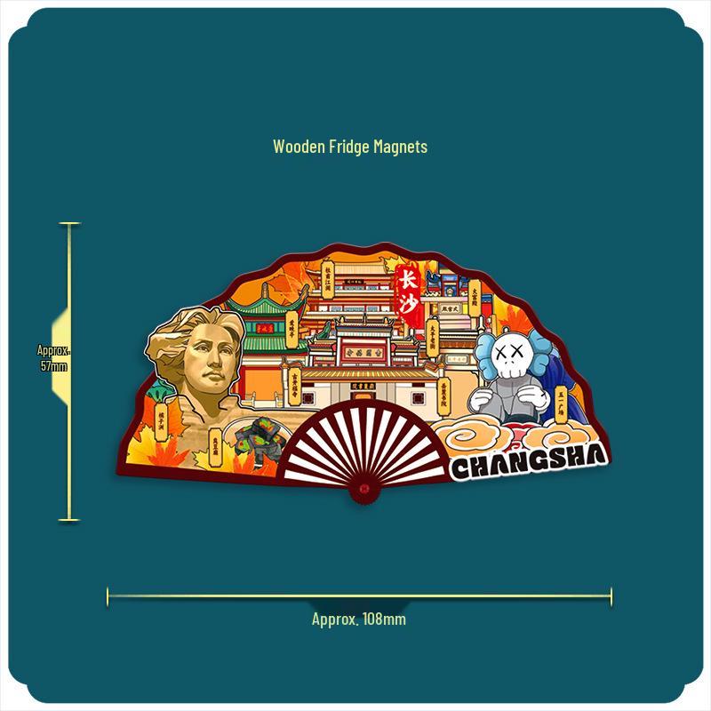 Hunan Changsha 3D Holz Kühlschrankmagnet: Kulturelles, kreatives Souvenir für Touristen