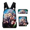 Classic Novelty Genshin Impact 3D Printed 3pcs/Set Pupil School Bags Laptop Daypack Backpack Inclined Shoulder Bag Pencil Case