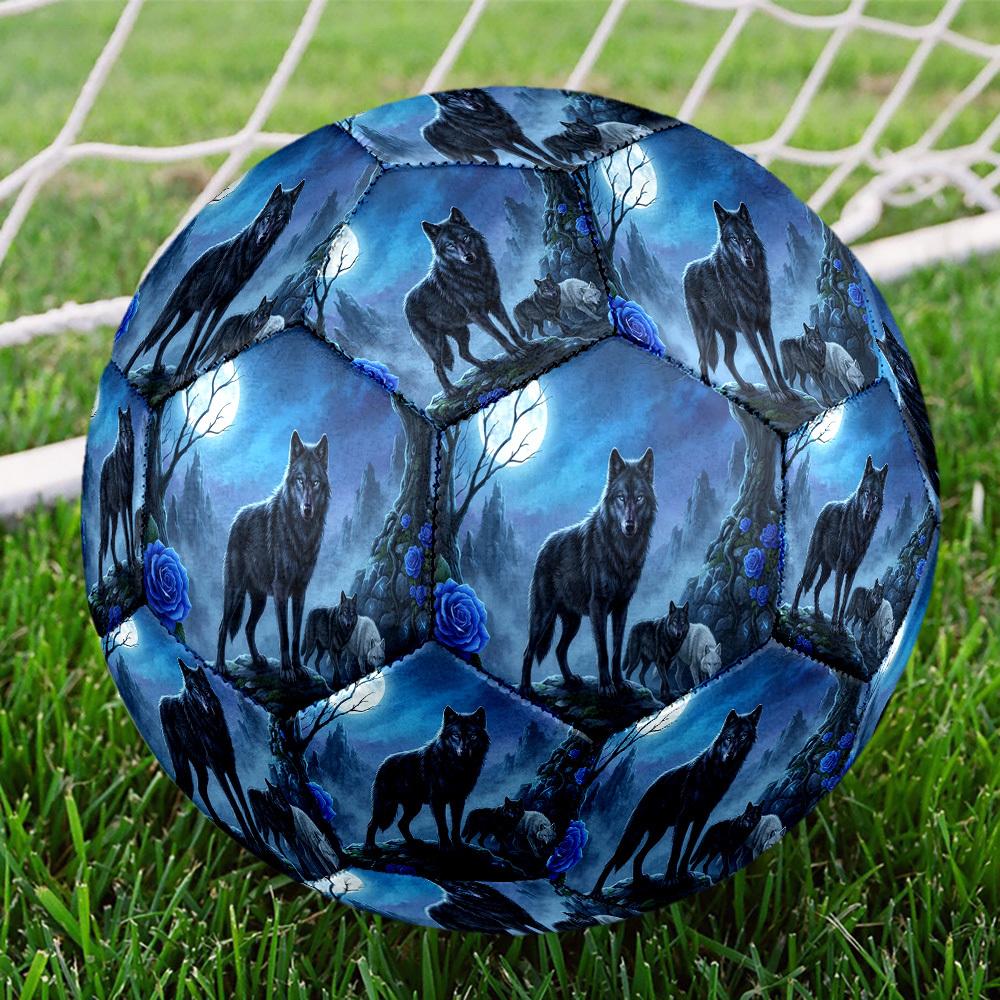 1pc Wolf Moon Night Theme Soccer Ball Football, Size 5, Lightweight PVC, Outdoor Training Soccer Ball,Gift J61438
