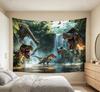 Realistische Dinosaurier Dschungel Wandteppich Prähistorischer Wasserfall Wandbehang Für Kinderzimmer Spielzimmer Wohnzimmer Ästhetische Dekoration Mult