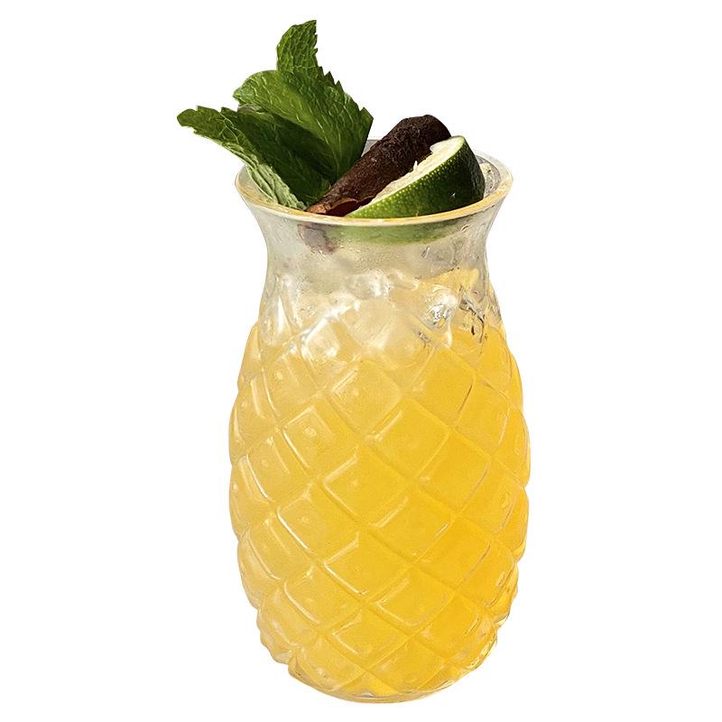 Transparent Pineapple Design Glass Cup with Straw for Cold Drinks – Minimalist Single Layer Household Beverage Tumbler