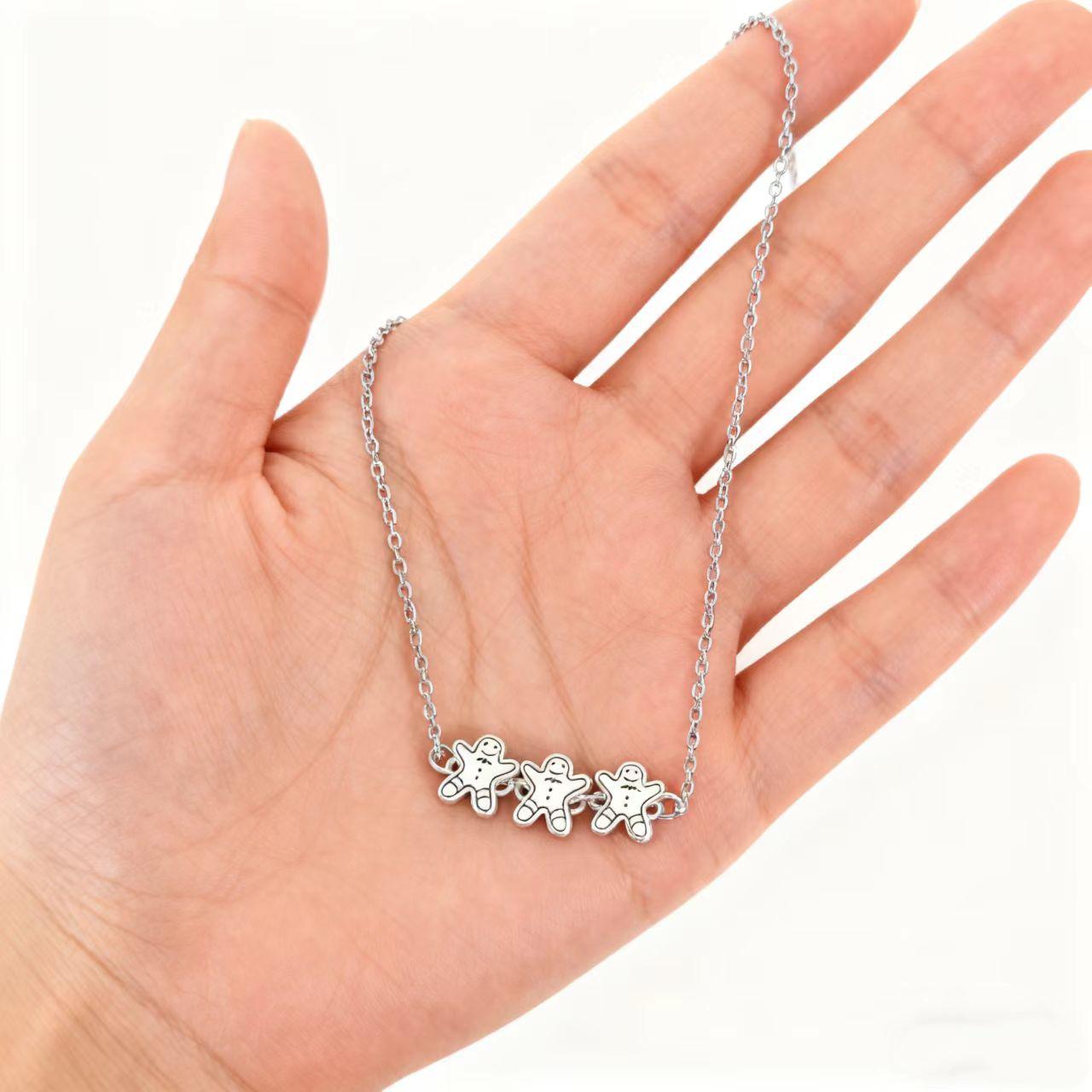 

Christmas Gingerbread Man Clavicle Necklace серебряный