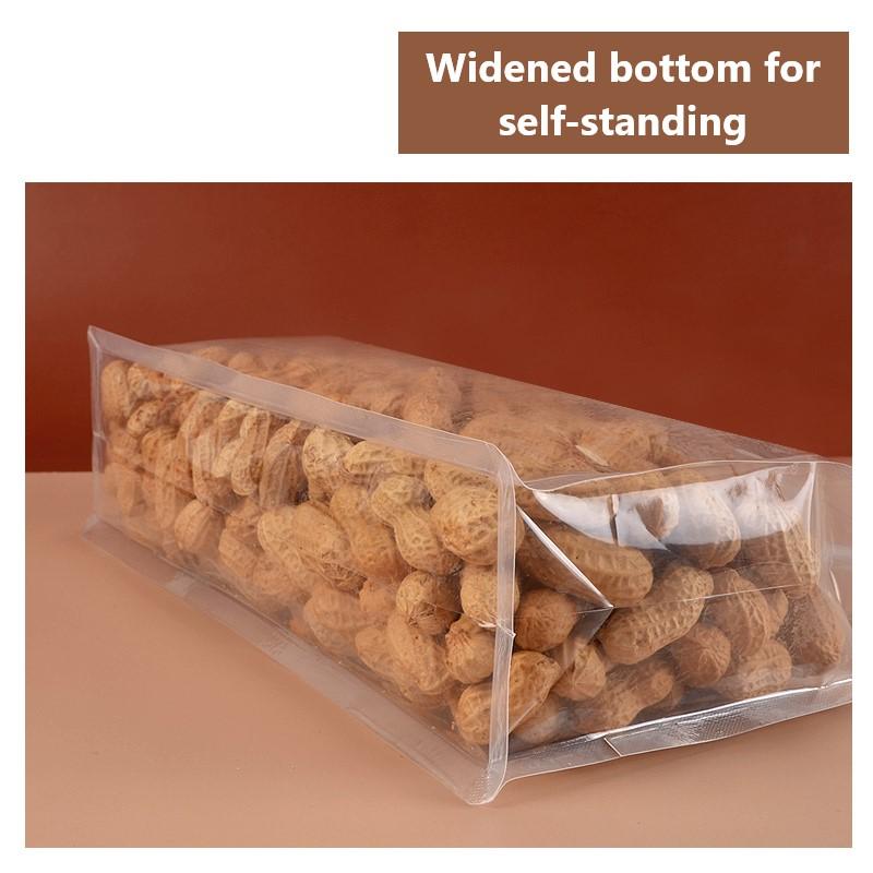 10/30pcs Wide Mouth Transparent 8-side Sealed Stand-up Bag Food Grade Storage Reusable Sealed Bag Snack Dry Fruit Storage Bag