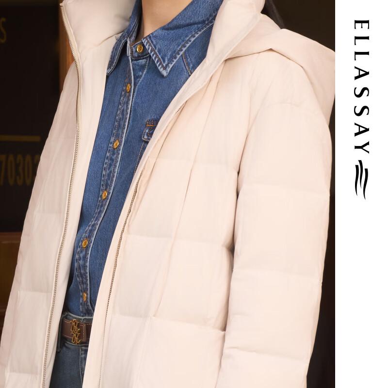 ELLASSAY 2025 Winter Women's Hooded Goose Down Long Jacket