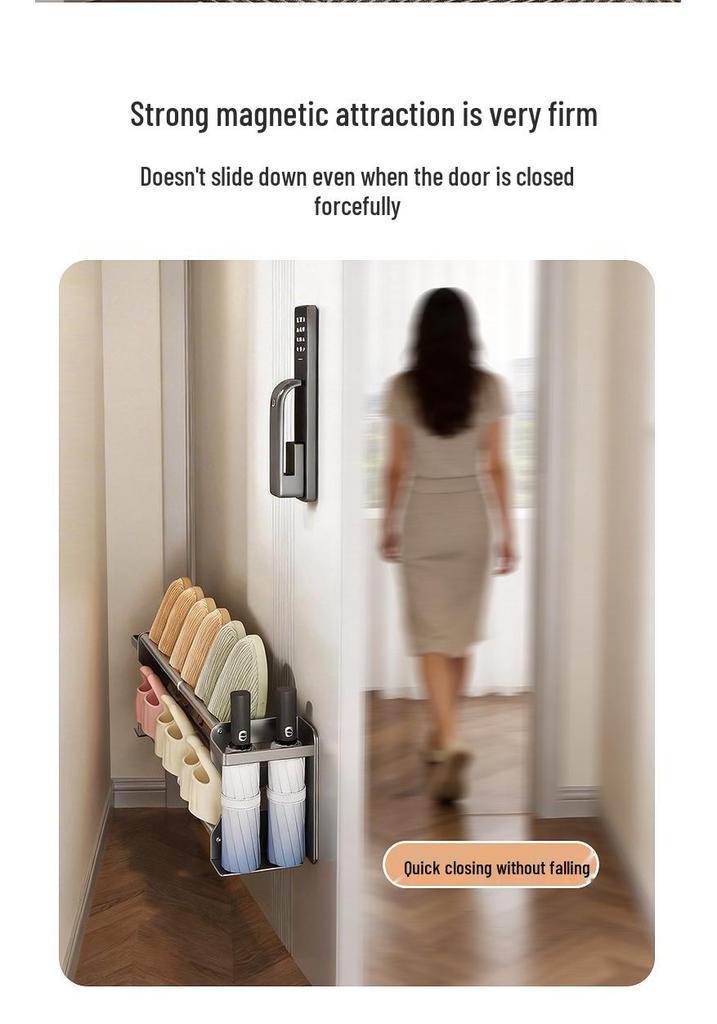 Magnetic Double-Layer Retractable Shoe Rack with Under-Hanging Basket for Door and Home Storage