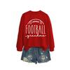 Womens Oversized Long Sleeve Crewneck Sweatshirt With Football Grandma Print - Fall Winter Casual Wear
