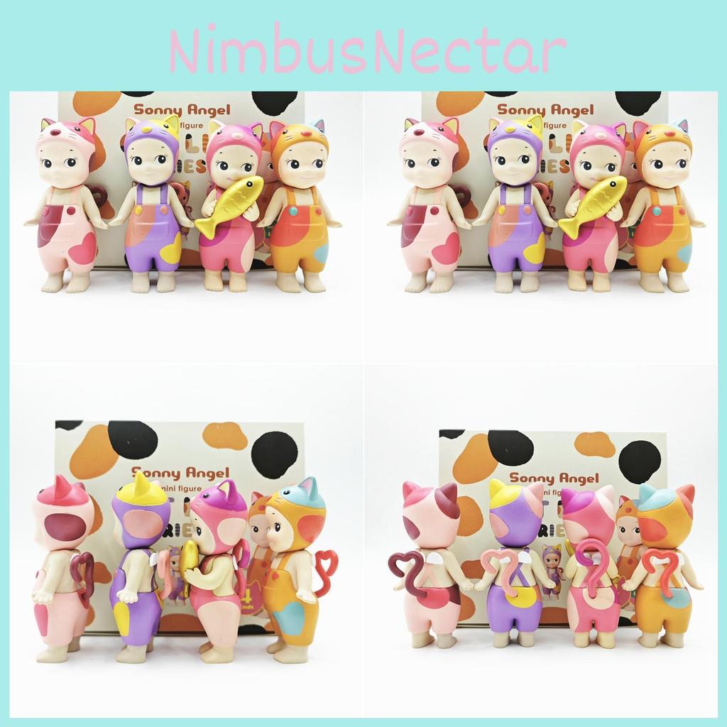 Whimsical Cat Angel Pvc Figurine Set Holding Goldfish Ideal For Home Decor And Collecting